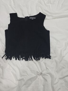 Pompemme Black Fringe Vest
